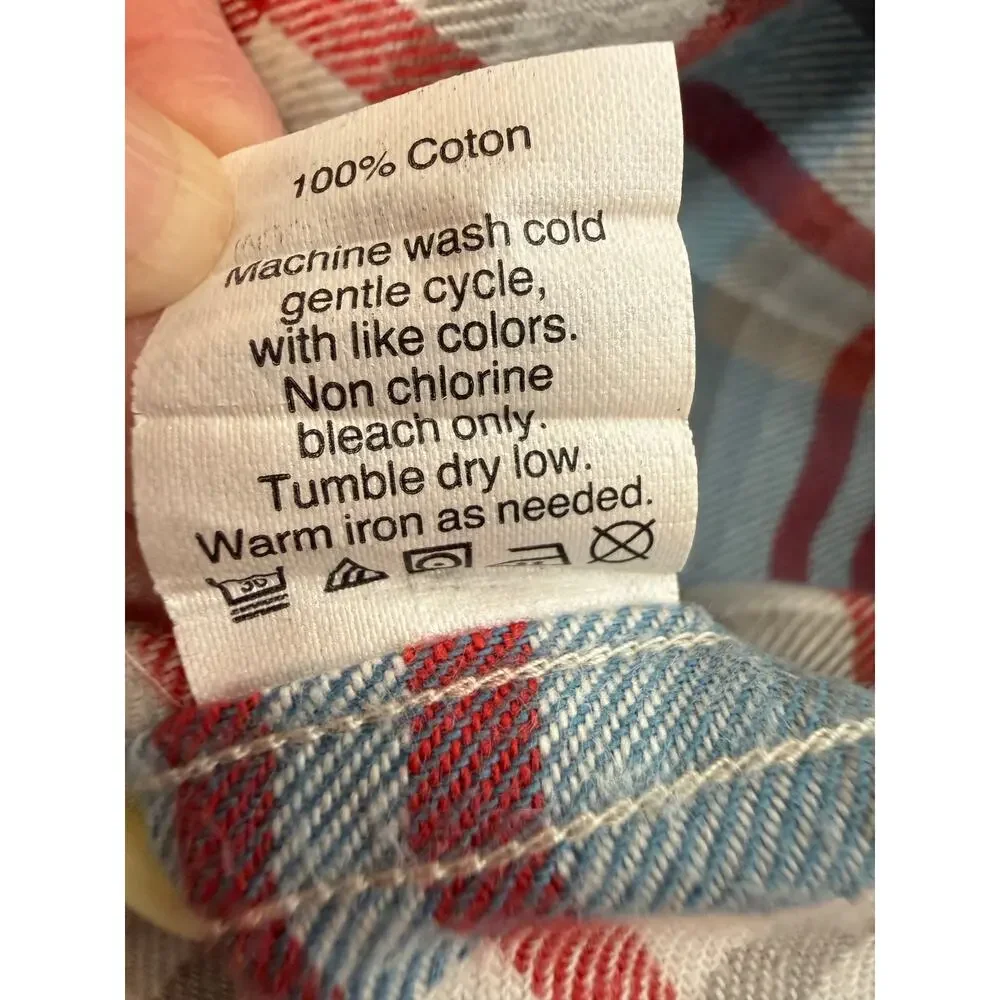 J.Crew Flannel Slim Fit Men Medium Blue Red Plaid 100% Cotton Shirt Style 92937
